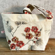 Load image into Gallery viewer, JOERIA KNITS Project Bags Red Floral on Canvas Tote Bags for Knitters and Crocheters - Canvas Collection joeriaknits