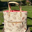 Load image into Gallery viewer, Project Bags for Knitters and Crocheters featuring a floral design, durable handles, and an exterior zippered pocket.