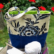 Load image into Gallery viewer, JOERIA KNITS Project Bags Project Bag - Extra Large - Blue Beige Floral joeriaknits