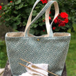 Load image into Gallery viewer, JOERIA KNITS Project Bags Tote Bag - Large - Blue Green Maze joeriaknits
