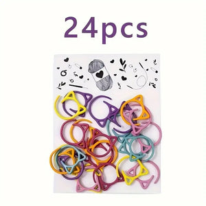 Cat Ear Stitch Markers Set for Knitting & Crochet, 24 pieces