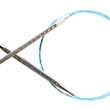 Load image into Gallery viewer, Addi Circular Rocket2 Squared fixed 16-inch knitting needles crossed over a flexible blue cable.
