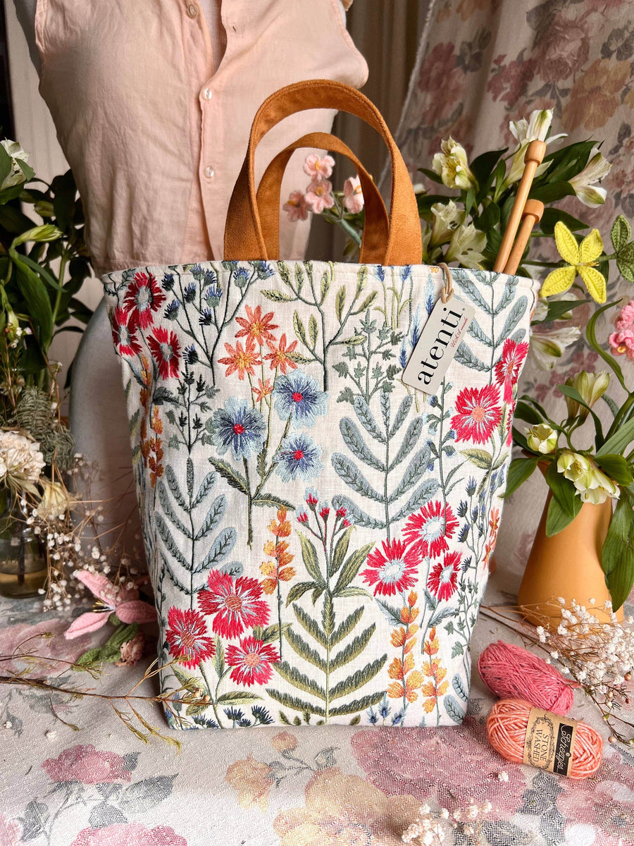 Atenti Tote Bags Atenti - Wildflower Hope Knitting and Crochet Project Bag joeriaknits