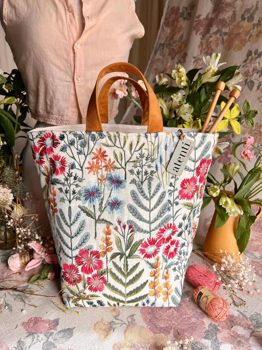 Atenti Tote Bags Atenti - Wildflower Hope Knitting and Crochet Project Bag joeriaknits
