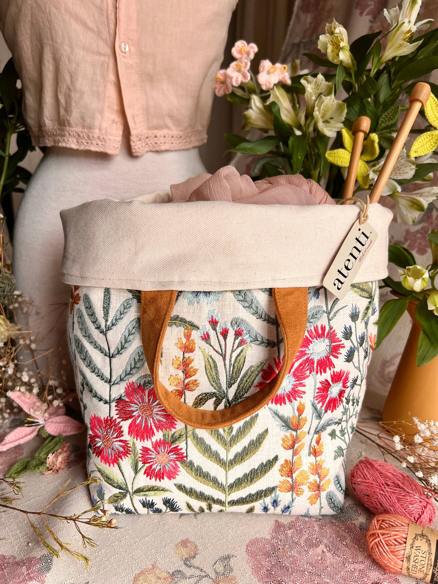 Atenti Tote Bags Atenti - Wildflower Hope Knitting and Crochet Project Bag joeriaknits