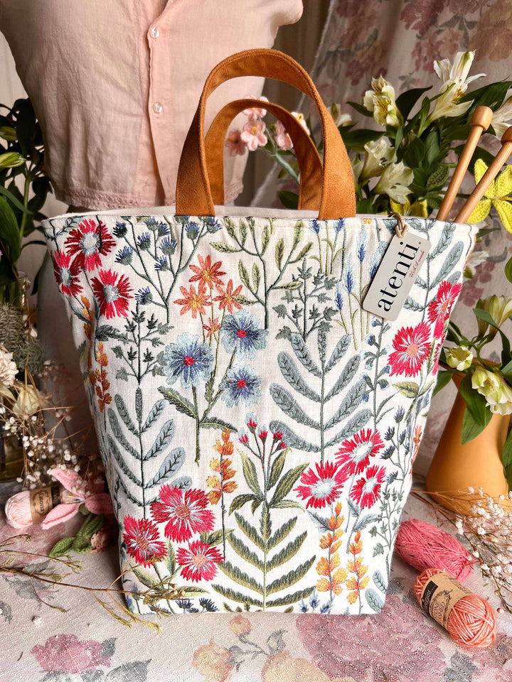 Atenti Tote Bags Atenti - Wildflower Hope Knitting and Crochet Project Bag joeriaknits