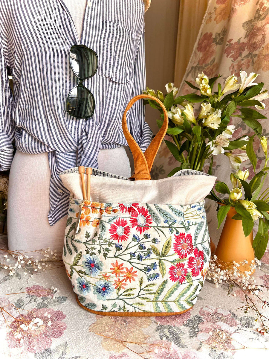 Atenti Tote Bags Atenti - Wildflower Tall Caddy Knitting/Crochet Project Bag joeriaknits