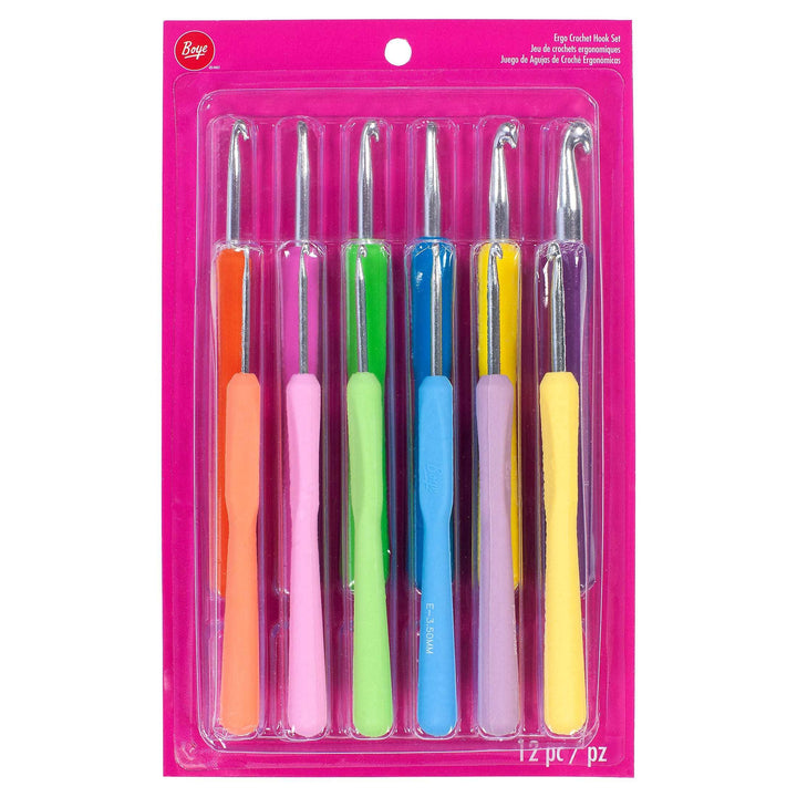 Boye Ergo Crochet Hooks Boye 12 Piece Ergonomic Aluminum Crochet Hook Set joeriaknits