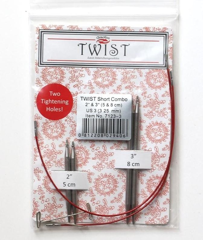 ChiaoGoo Circular Needles 3.25 mm (US 3) ChiaoGoo Twist Shortie Interchangeable Mini Combo Pack joeriaknits