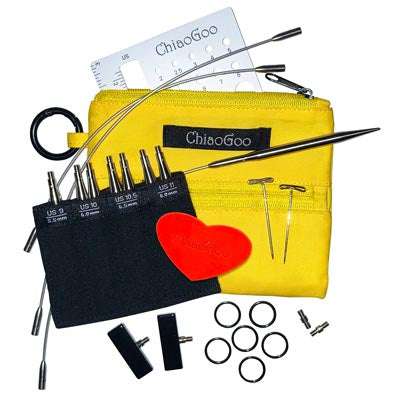 ChiaoGoo Knitting Needle Sets ChiaoGoo Twist Yellow Shorties Large Set - 3" Tips joeriaknits