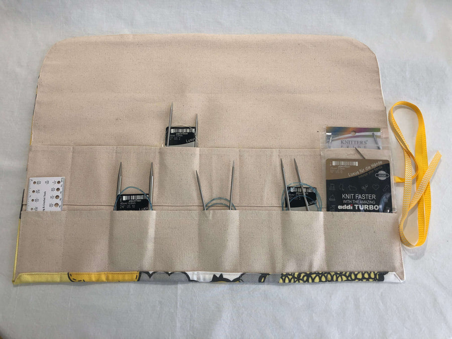 JOERIA KNITS Knitting Needle Storage Circular Needle Holder - Custom Fabric / Sheepshee Circular Knitting Needle Storage: Designer Fabric: Handcrafted joeriaknits