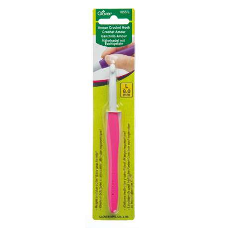 Clover Crochet Hooks 8.0mm-L Clover Amour Crochet Hooks, Large Chunky Sizes joeriaknits