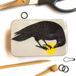 Load image into Gallery viewer, Notions Tin Firefly Notes featuring a crow with yarn design, ideal for storage and craft enthusiasts.
