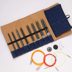 Indigo Wood Interchangeable Circular Knitting Needle Set - 13cm (5")