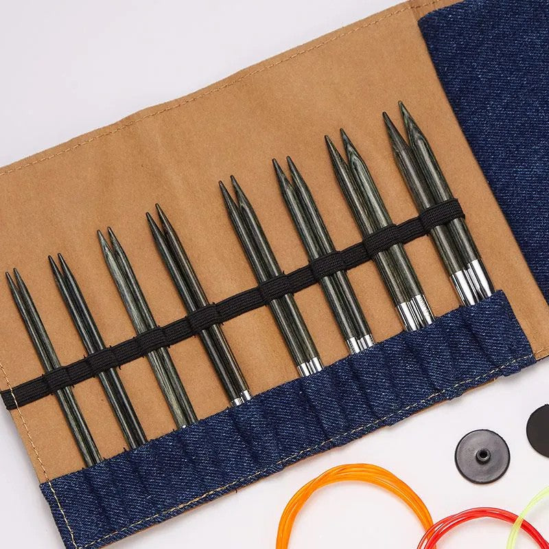 Indigo Wood Interchangeable Circular Knitting Needle Set - 13cm (5")