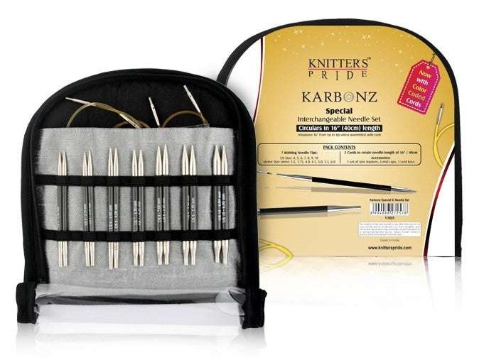 Knitter's Pride Knitting Needle Sets Karbonz Special Interchangeable Circular Knitting Needle Set, 10 cm (4”) tips joeriaknits