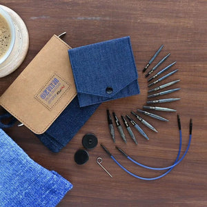 Knit Pro Knitting Needle Sets KnitPro Indigo Wood Mini Interchangeable Circular Needle Set joeriaknits