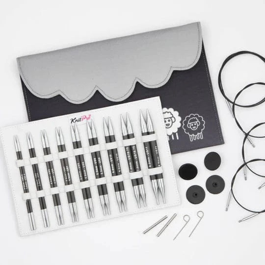 Knitter's Pride Knitting Needle Sets 5" Tips KnitPro Karbonz Deluxe Interchangeable Circular Needle Set joeriaknits