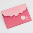 Load image into Gallery viewer, Pink knitting needle case with scalloped edge and sheep designs, ideal for organizing Zing Midi needle sets.

