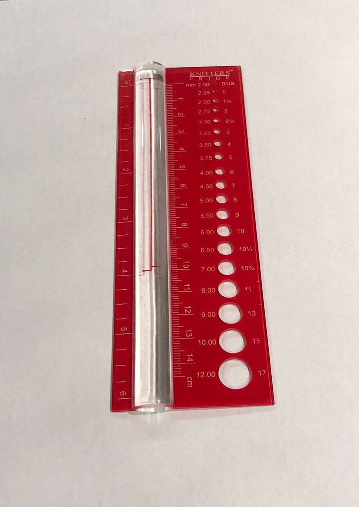 Knit Pro Knitting Notions Magnifying Stitch and Needle Gauge Ruler joeriaknits