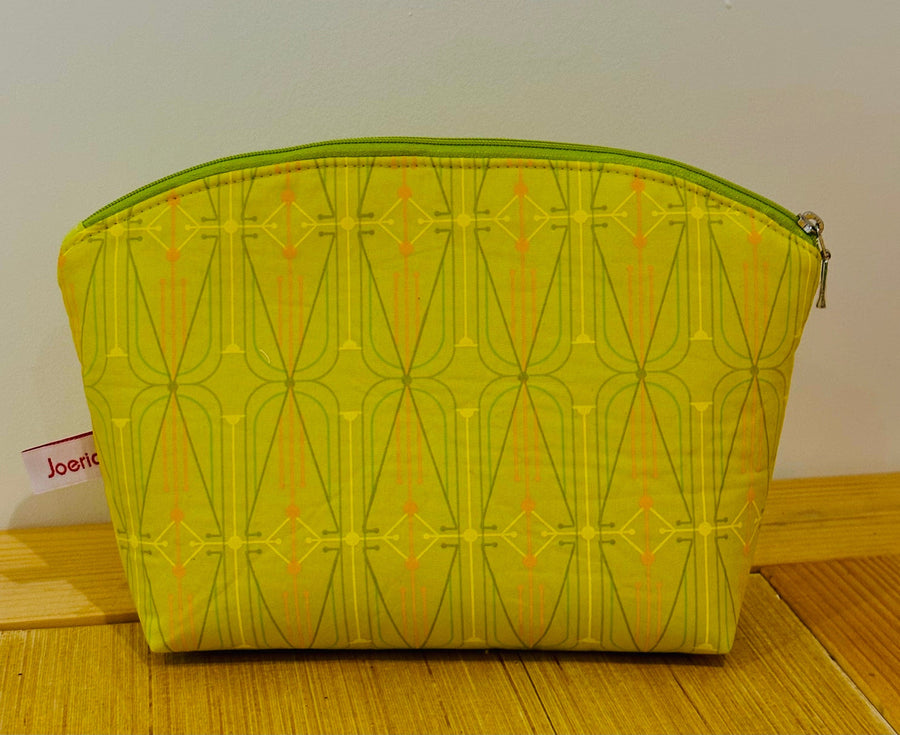 Joeriaknits Storage Pouches Chartreuse Geometric Medium Zipper Storage Pouch: Handcrafted joeriaknits