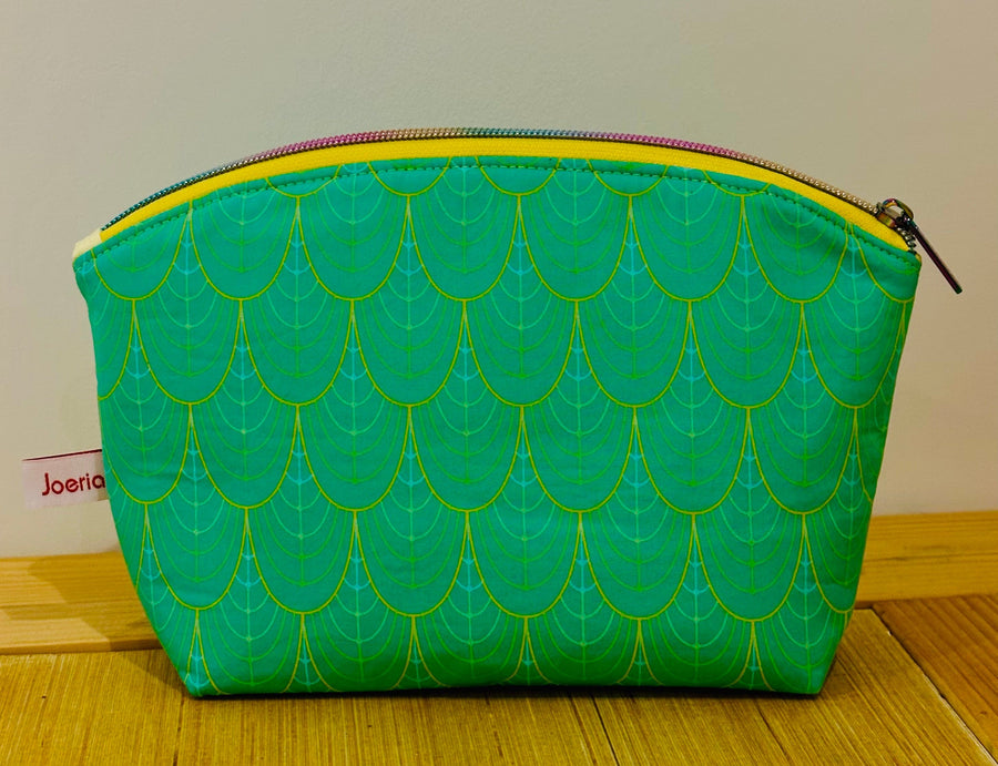 Joeriaknits Storage Pouches Teal Art Deco Medium Zipper Storage Pouch: Handcrafted joeriaknits
