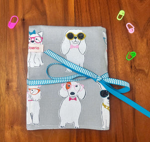 JOERIA KNITS Knitting Needle Storage Handcrafted Needle or Hook Storage Wraps / Cool Pups Needle or Hook Storage Wraps joeriaknits