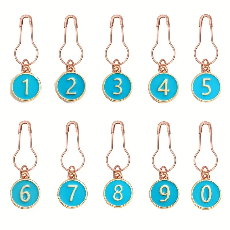 Temu Knitting Notions Blue Numbered Row Counter Stitch Markers joeriaknits