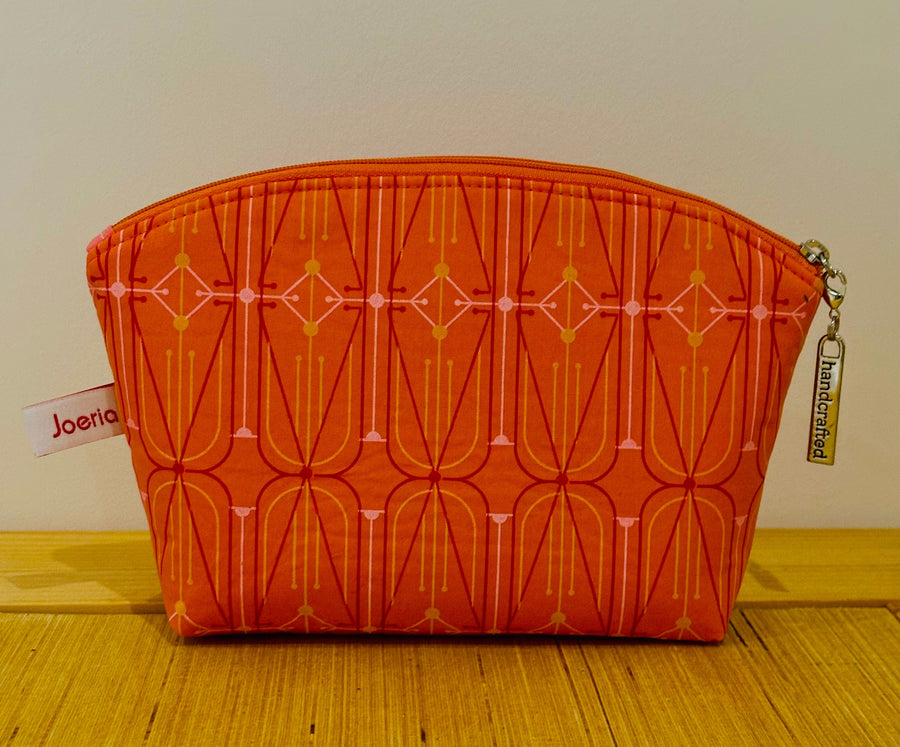 Joeriaknits Storage Pouches Orange Geometric Small Zipper Storage Pouch: Handcrafted joeriaknits