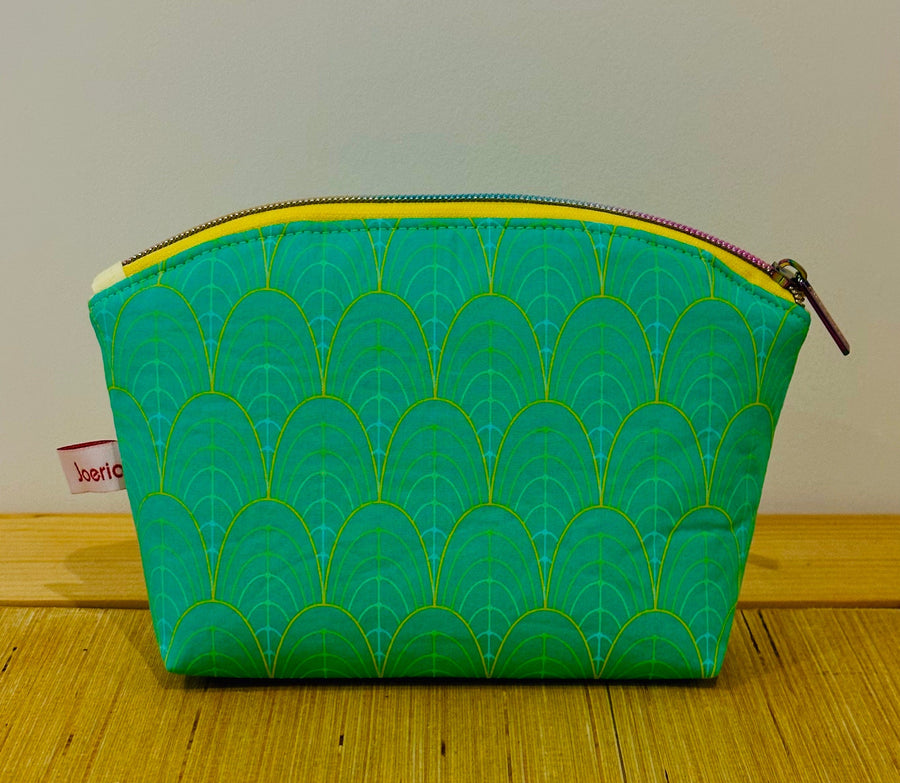 Joeriaknits Storage Pouches Teal Art Deco Small Zipper Storage Pouch: Handcrafted joeriaknits