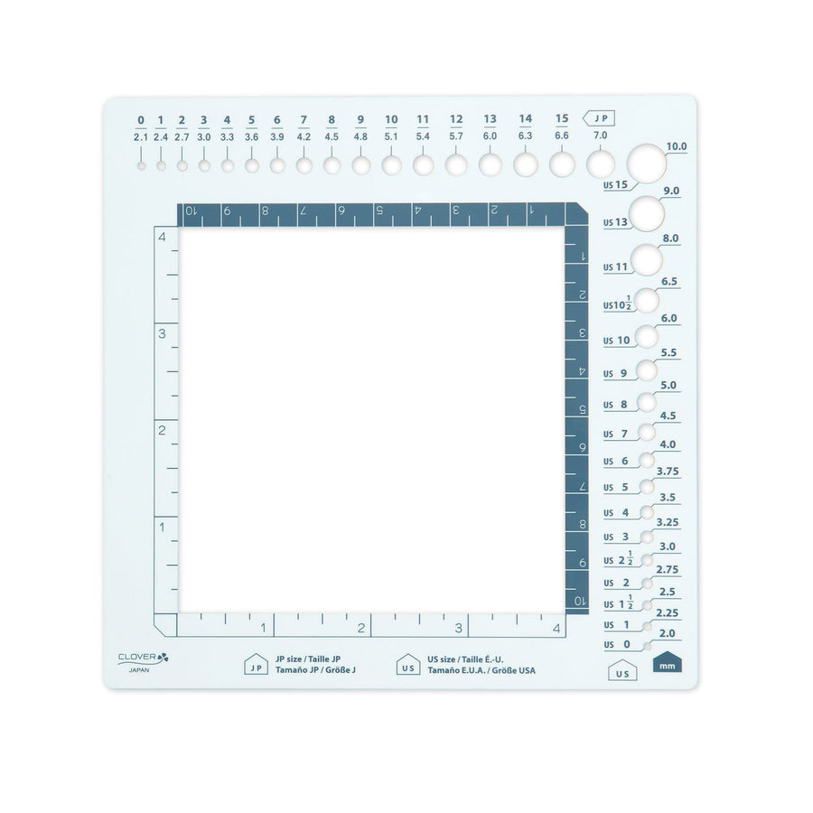 H.A. KIdd Knitting Notions Swatch Ruler and Needle Gauge - Clover joeriaknits