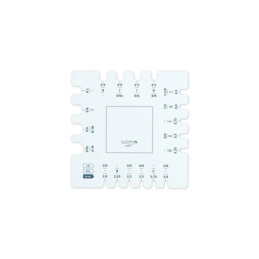 H.A. KIdd Knitting Notions Swatch Ruler and Needle Gauge - Clover joeriaknits