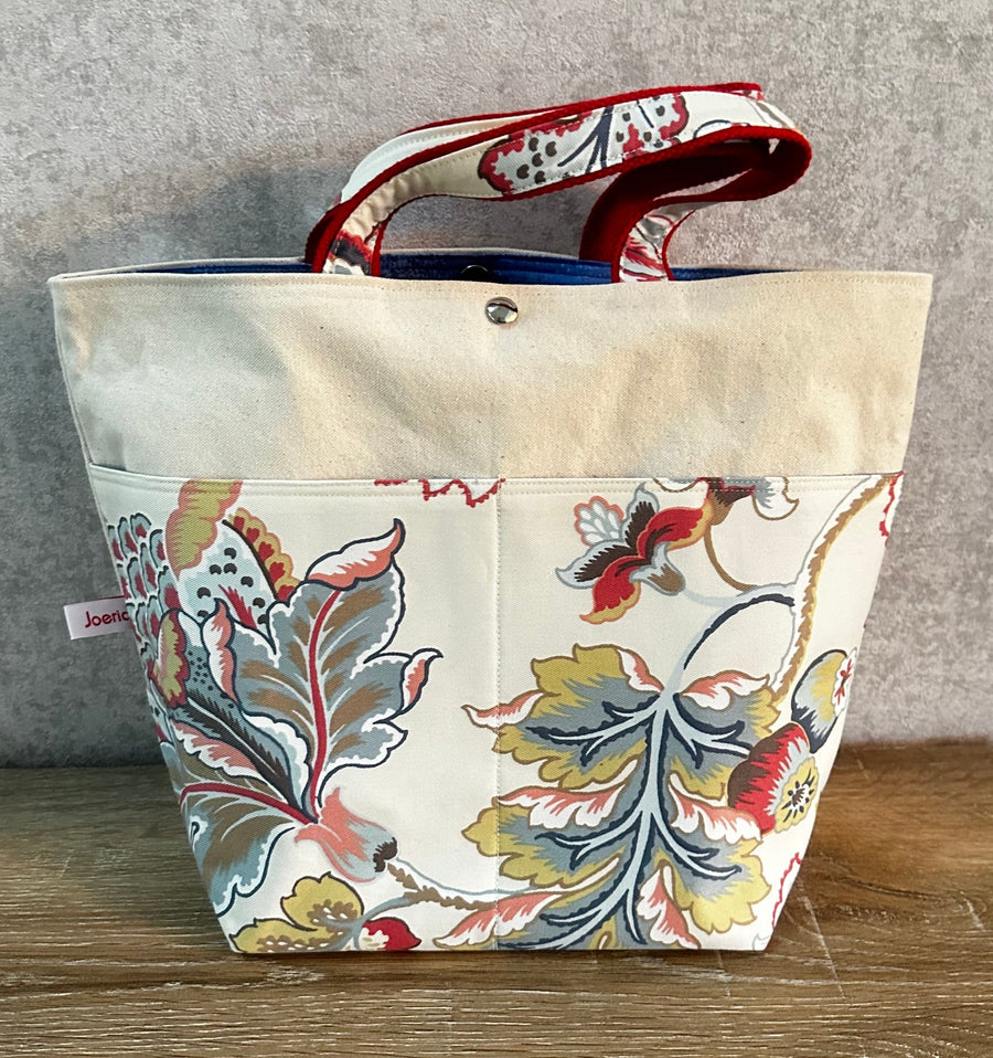 JOERIA KNITS Project Bags Vines on Canvas Tote Bags for Knitters and Crocheters - Canvas Collection joeriaknits