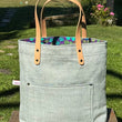 Load image into Gallery viewer, Project Bags for Knitters and Crocheters featuring a stylish tote with exterior pocket and durable handles.
