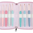 Load image into Gallery viewer, Deluxe KnitPro Vybe Crochet Hook Set in pastel colors, showcasing smooth aluminum hooks in a stylish pink case.
