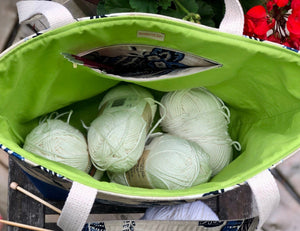 JOERIA KNITS Project Bags Project Bag - Extra Large - Blue Beige Floral joeriaknits