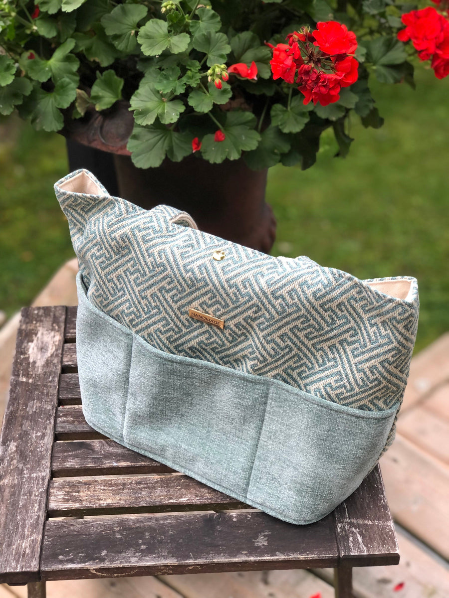 JOERIA KNITS Project Bags Tote Bag - Large - Blue Green Maze joeriaknits