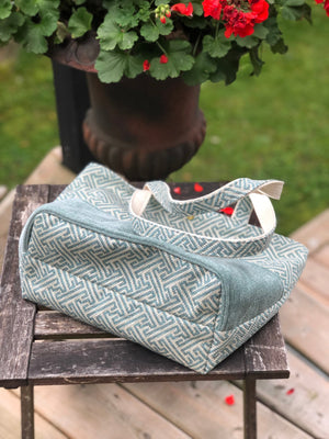 JOERIA KNITS Project Bags Tote Bag - Large - Blue Green Maze joeriaknits