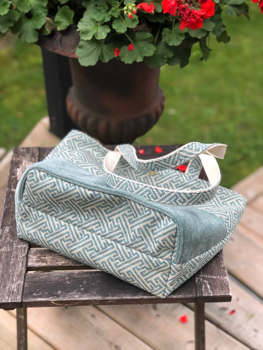 JOERIA KNITS Project Bags Tote Bag - Large - Blue Green Maze joeriaknits