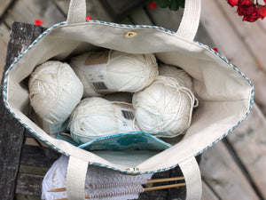 JOERIA KNITS Project Bags Tote Bag - Large - Blue Green Maze joeriaknits