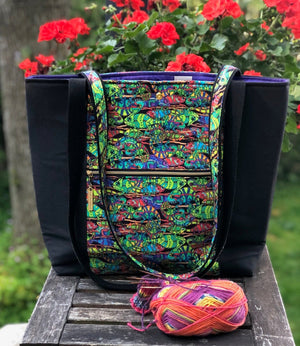 JOERIA KNITS Project Bags Tote Bag - Large - Fish in the Dark joeriaknits