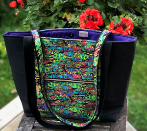 JOERIA KNITS Project Bags Tote Bag - Large - Fish in the Dark joeriaknits