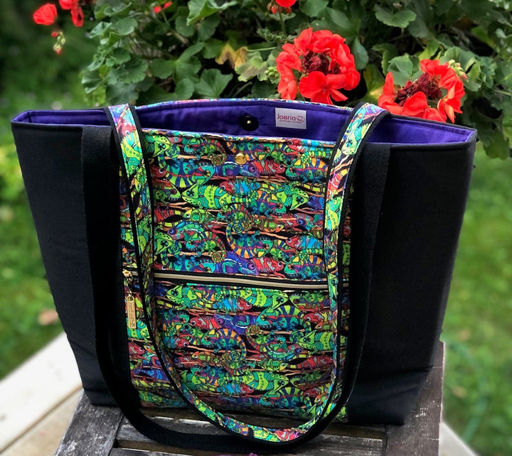 JOERIA KNITS Project Bags Tote Bag - Large - Fish in the Dark joeriaknits
