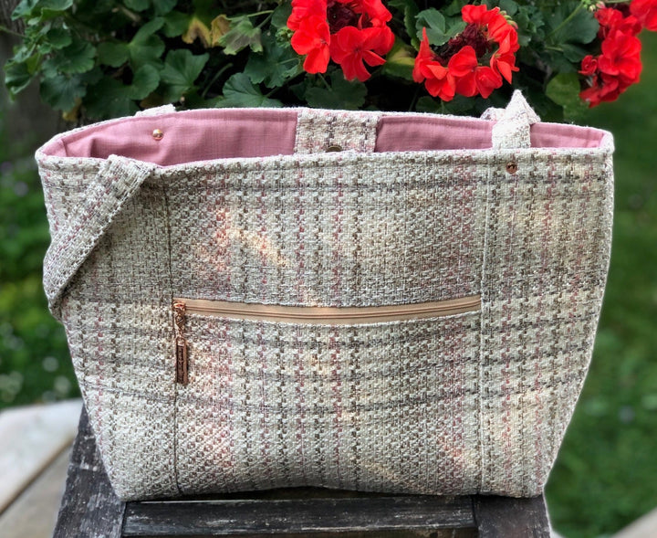 JOERIA KNITS Project Bags Tote Bag - Large - Pink Tweed joeriaknits