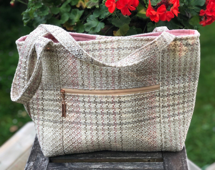 JOERIA KNITS Project Bags Tote Bag - Large - Pink Tweed joeriaknits