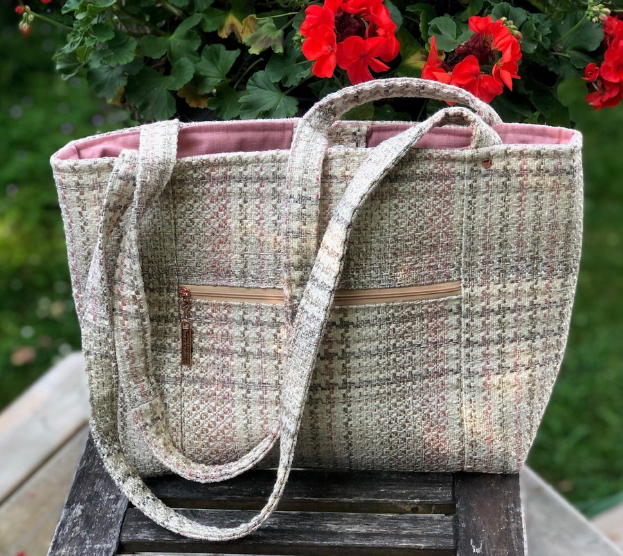 JOERIA KNITS Project Bags Tote Bag - Large - Pink Tweed joeriaknits