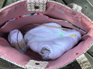 JOERIA KNITS Project Bags Tote Bag - Large - Pink Tweed joeriaknits