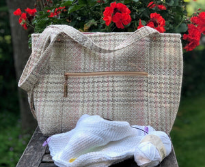 JOERIA KNITS Project Bags Tote Bag - Large - Pink Tweed joeriaknits
